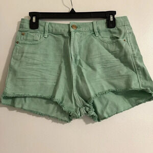 Stradivarius Green Jean Shorts Size 6